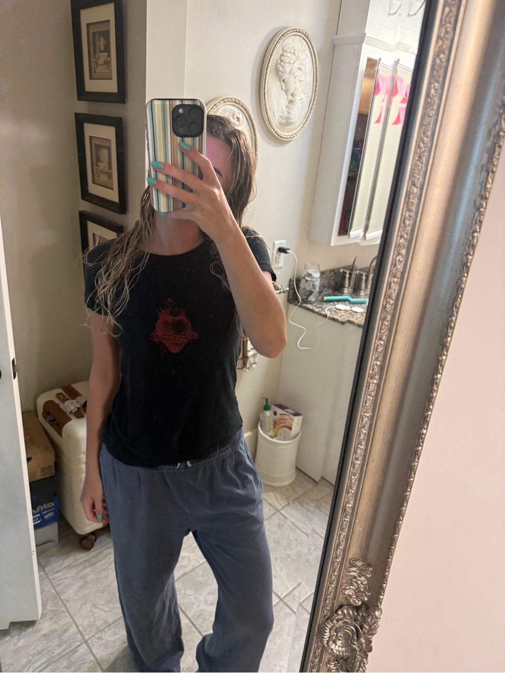 Brandy Melville Women’s Black Graphic Tee - Casual Everyday Top